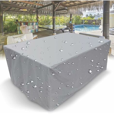 Garden Furniture Cover, 210D Rectangular Waterproof Furniture Cover with Drawstring for Garden Furniture Patio Table Furniture Cover Silver,909090cm (1/5)