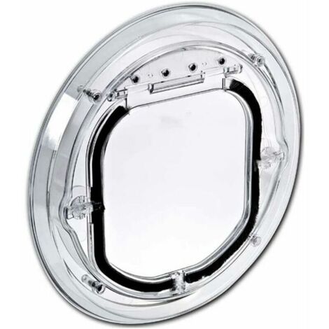 Position Cat Flap, Round Clear Flap Cat Flap with Tunnel,Dog Cat Flap Cutout Cover,Lockable Cat Mate Small Pet Doors (L,Clear) (1/5)