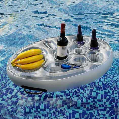 Floating Pool Bar, 8 Holes Pool Floating Bar, Inflatable Drink Holders, Inflatable Floating Bar Tray, Spa Floating Bar, Portable (1/5)