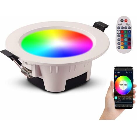 LED Recessed Spotlight RGB Color Adjustable Brightness 700 Lumens with Remote Control for Living Room Bathroom Kitchen Hallway Exhibition,5W (Pack of 1) (1/5)