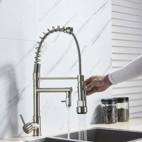Kitchen Faucet Pull-out Kitchen Sink Stainless Steel Kitchen Faucet with Hand Shower. (1/5)