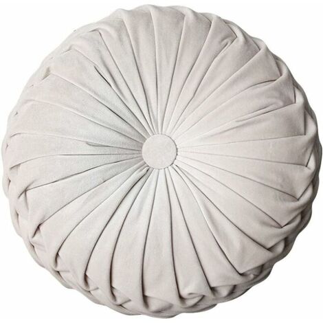 Handmade Velvet Padded Pleated Round Cushion for Home, Sofa, Chair, Bed, Car, Velvet, A2, 38cm x 38cm (1/4)