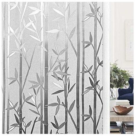 Blackout Window Film Electrostatic Window Film, Non-Adhesive Opaque Anti-UV for Decoration Kitchen, Office, Bedroom Bamboo Pattern 44.5 x 200 cm (1/5)