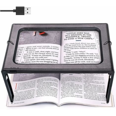 Full Page Reading Magnifier Hands Free Rectangular Standing Magnifier with 6 LED Lamp 3X Magnification Lens for Reading for Books, Jewelry, Elderly, Visually Impaired, Sewing (1/4)