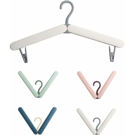 Foldable Clothes Hanger Portable Travel Foldable Clothes Hanger with Clips for Clothes and Outerwear, 4 Pieces (1/5)