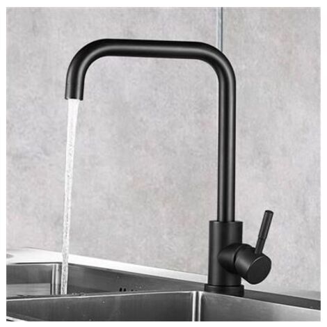 Kitchen Faucet Black 7-Shape Kitchen Faucet in 304 Brushed Steel Kitchen Mixer Tap 360 Rotating with Removable Aerator Anti-limestone Kitchen Faucet(Black) (1/5)
