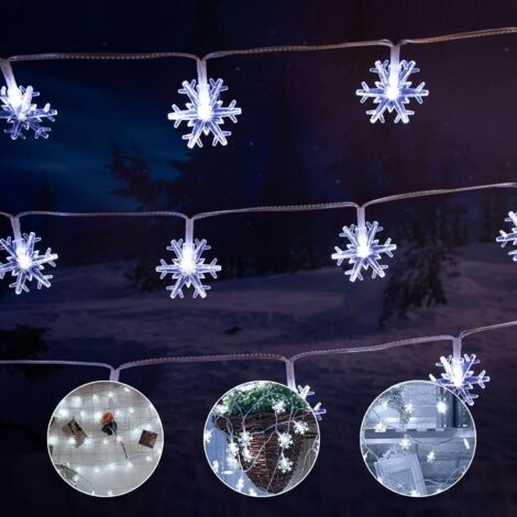 Christmas Lights Snowflake Lights - Total 10Meter 80 Fairy Lights Battery Operated Waterproof for Christmas Indoor/Outdoor Decorations (Cold White) (1/5)