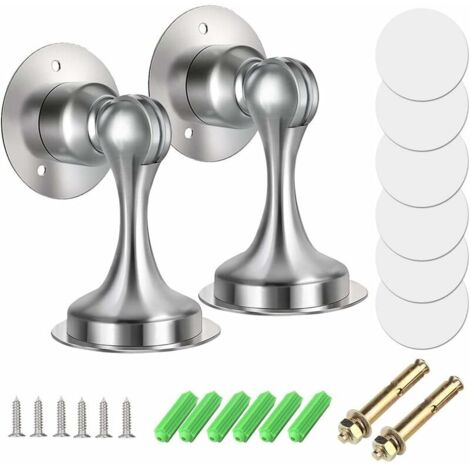 2PCS Stainless Steel Magnetic Door Stopper Door Stoppers Door Stoppers for Wall or Floor Mounting with Double Sided Adhesive Tape or Screws - No Drilling Required (1/5)