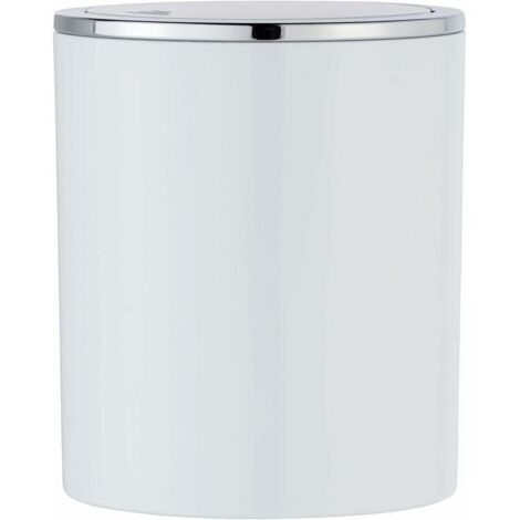 Mini Bathroom Bin Trash Can with Lid 2L Inca White Premium Plastic Ø5.5 x 6.6. (1/5)