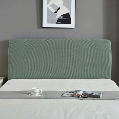 Headboard Cover Headboard Cover Inflatable Headboard Cover Solid Color Elastic Dust Cover for Upholstered Headboard (Green, 140-160cm) (1/5)