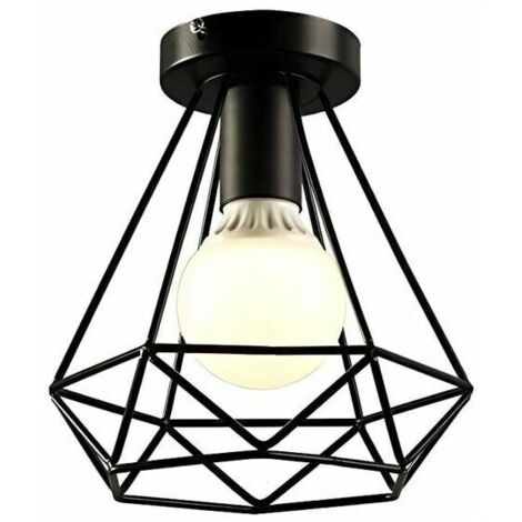 Industrial Ceiling Light Metal Iron Cage Diamond Retro Chandelier Pendant Light Fixture for Hallway,Entrance,Aisle,Bedroom,Porch (1/5)