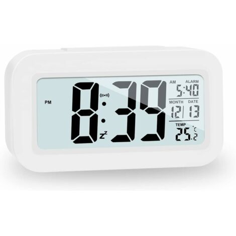 LCD Digital Clock Alarm Clock,Travel Alarm Clock with Temperature Date Snooze, Non Ticking Digital Clock for Bedroom Family Office (1/5)