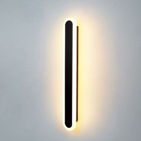LED Indoor Wall Light 60CM Tricolor RGB Wall Light Modern Down Light 24W Wall Lamp for Bedroom Living Room Stair Hallway AC175-265V（Black） [Energy Class A] (1/5)