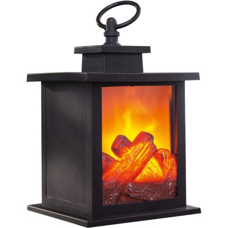 Led Fireplace Lamp Flame Effect Log Fire Place Lights Fireplace Lantern Realistic Carbon Fire Lights Vintage Lantern Battery Operated for Home Decor Indoor Bedroom Christmas Ornaments
（Batteries not I (1/5)