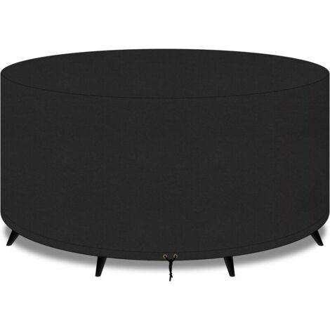 Large Round Garden Furniture Cover 210D Oxford Cloth for Outdoor Patio Chair Set Waterproof Windproof Anti-UV Garden Covers 130 x 71cm Black (1/5)