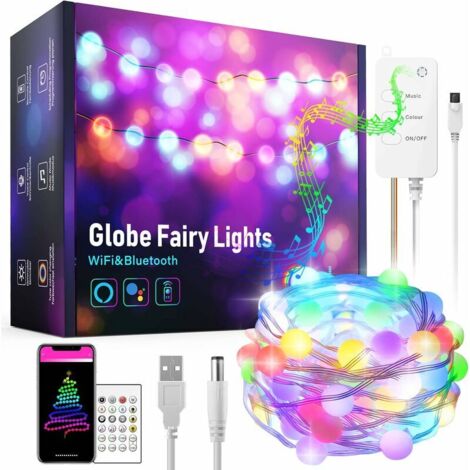 LED Smart WiFi String Lights, Fairy Lights String Lights App Control, Music Sync, Works with Alexa and Google Assistant, IP65 (5m) (1/5)