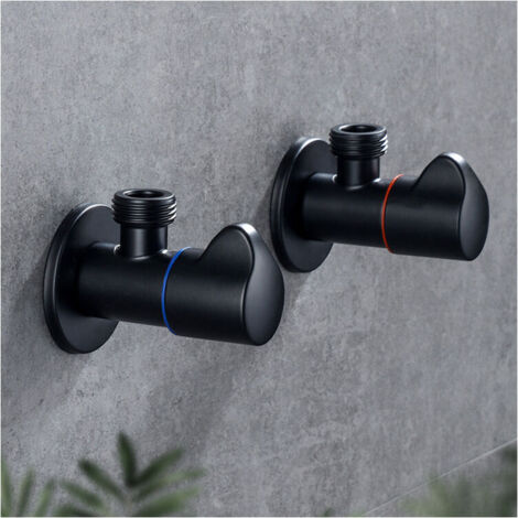 Angle Valve Black Copper Bath Filler Valves Toilet Hot And Cold Shut Off Water Valve Deck Mounted For Kitchen Bath Toilet (1/2)