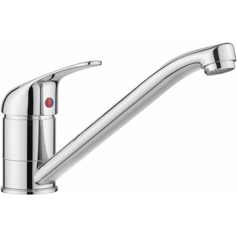 Kitchen Sink Mixer Tap Monobloc Single Top Lever Long Swivel Spout Solid Brass Traditional Faucet Chrome (1/5)