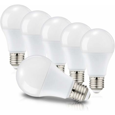 LED Bulbs E27 A60 12W Equivalent to 100W, Edison Screw Base, 6000K Cool White, 1150 Lm, 220-240V, Pack of 6, Non-Dimmable (1/5)