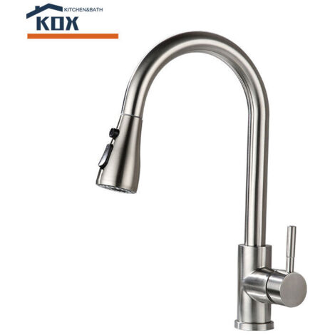 Smart tap - single Handle High Arch Stainless Steel touch type Kitchen Tap, with drop - down Spray, excellent Kitchen Flume Tap, with touch Technology, Silver (1/4)