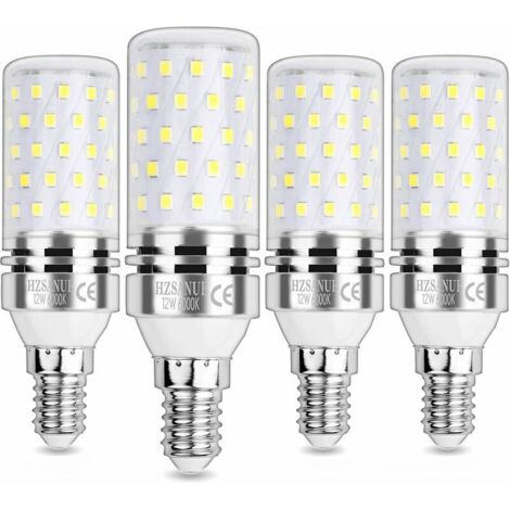12W LED Corn Light Bulb, E14 Small Edison Screw Light Bulbs, 6000K Cool White, 1200LM, 100W Incandescent Bulb Equivalent, Non Dimmable, Pack of 4 (1/5)