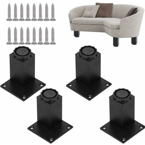 Pieces Black Aluminum Square Cabinet Legs, Furniture Aluminum Square Cabinet Legs, Aluminum Alloy Square Table Legs, Metal Square Cabinet Legs with Screws, for Sofa, Coffee Table- (1/5)