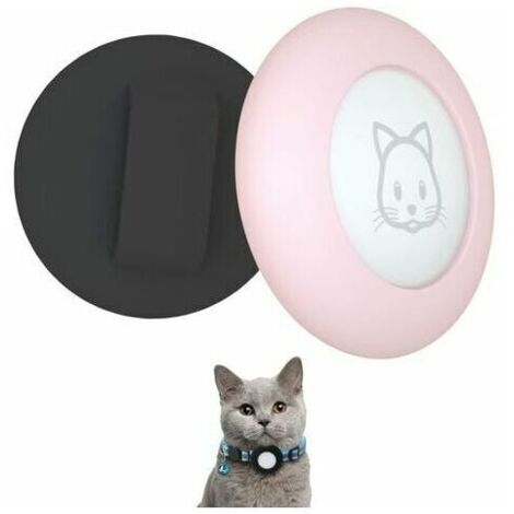 2 Pack Airtag Cat Collar Holder 2022 Compatible with Apple Airtag GPS Tracker Waterproof Case for 3/8" Dog Cat Collar (Black and Pink) (1/5)