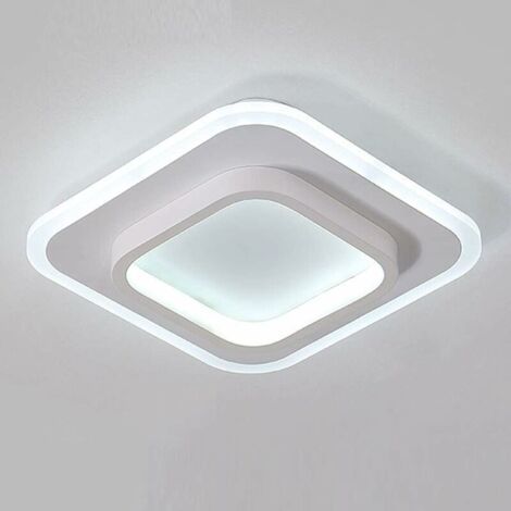 White Square Light Fixture Easy Fashion Nordic Style LED Ceiling Light for Balcony Kitchen Ceiling Light Fixture Warm Light 20W (Cold White Light) (1/5)