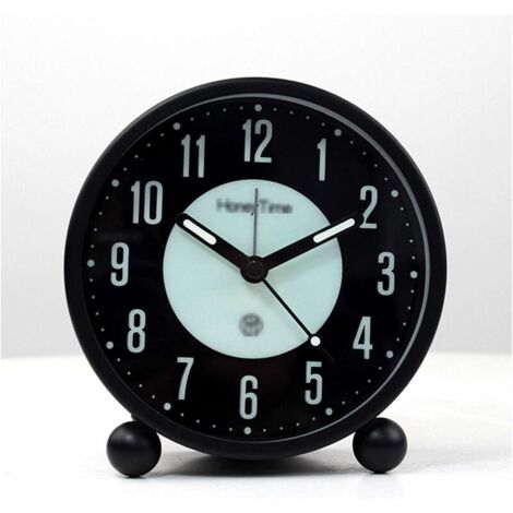 Digital Alarm Clock Round Analog Alarm Silent Non-ticking Luminous Battery Operated Battery Operated Decorative for Bedside Desk, Retro (Black) Digital Clock ( Color : Black1 ) (1/5)