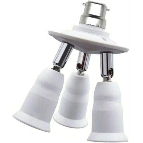 Light Socket Splitter 3 in 1 360 Degree Adjustable 180 Degree Bendable E27 Light Bulb Socket Holder (1/5)