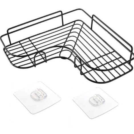 Shower Shelf and Storage, Corner Shower Shelf Without Drilling, Bathroom Shelf, Stainless Steel Shower Soap Holder For Bathroom, Bathroom Accessories Adhesive Stickers, Kitchen Storage, (Black) (1/4)