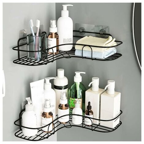 Set of 2 Shower Corner Shelf, No Drilling Shower Shelf, Wall Mounted Corner Shower Caddy, Bathroom Shelf, for Bathroom/Kitchen (1/5)