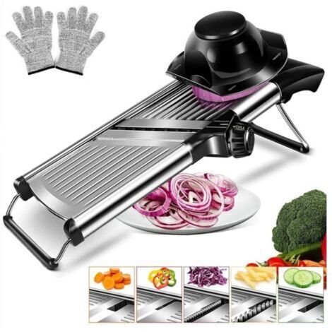 LaBlanc – Verstellbare Edelstahl-Mandoline mit integrierter Schneideklinge, multifunktionaler Gemüseschneider, manueller Küchenschneider für Obst und Gemüse (1/5)