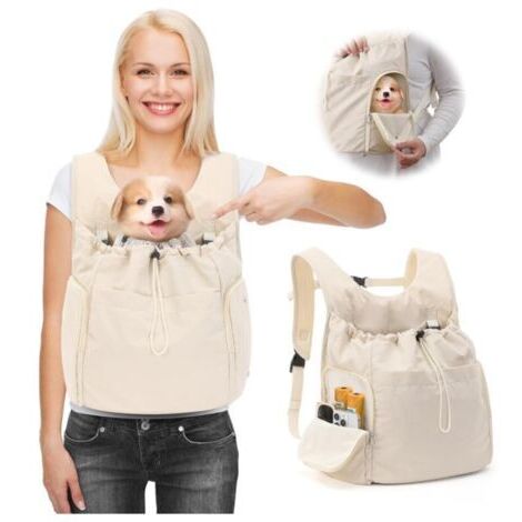 Verstellbarer Hunde-Rucksack, atmungsaktive Reisetasche aus Polyester für Haustiere, Tragetasche für Hunde und Katzen mit Sicherheitsgurt für Outdoor-Aktivitäten wie Wandern, Größe M/Schwarz (1/5)