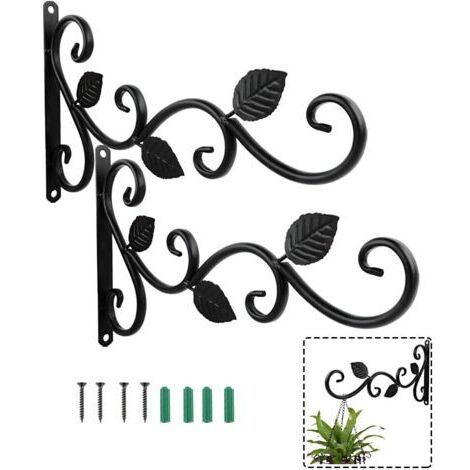 2 Wandhaken für Pflanzen, blattförmiger Blumentopfhalter, zur Wandmontage für Garten, Balkon, Laterne, Tordekoration (1/5)