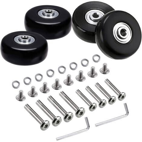 Kofferrollen, 4 Stück Ersatz-Kofferrollen, 50-mm-Kofferrollen, Kofferrollen mit Werkzeug, Gummi- und Metall-Kofferrollen, geeignet für Gepäcktrolleys und -gleiter (1/5)