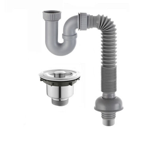 Komplettes Ablaufgarnitur aus Edelstahl für Spülbecken, Verbindungsrohr, Ablaufrohrdurchmesser 110 mm
