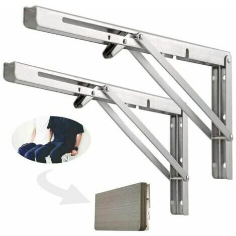 500 mm klappbares Wandregal, klappbare Werkbankstütze aus Edelstahl 304, klappbare Halterung, Wandregalhalterung (2 Stück), Silber