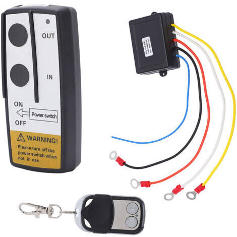 SUNXURY Kabellose Seilwinden-Fernbedienung, DC12V/24V-Fernbedienungsempfänger-Set mit Schlüssel, für Garagentor, Boot (1/5)