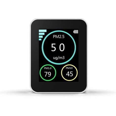 Ahlsen Luftqualitätsmessgerät mit TFT-Farbdisplay zur Messung von PM2,5- und PM1,0-Partikeln sowie P10-Smog, Weiß (1/5)