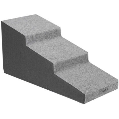 Welsti Hundetreppe, 40 cm, 3 geneigte Stufen, dunkelgrau