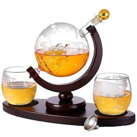 Whiskykaraffe, Glas/Holz, 900 ml, braun/transparent (1/5)