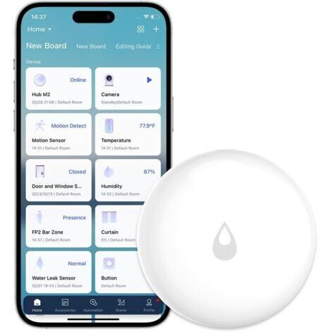 Hochwassersensor, Hub erforderlich, drahtloser Hochwassermelder für Alarmsysteme und Smart-Home-Automatisierung, Wassersensor-Alarm für Küche, Bad, Keller