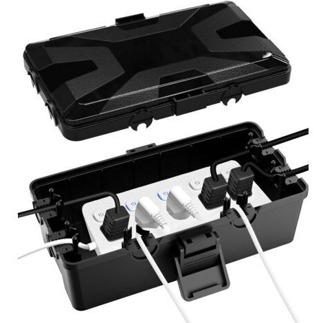 Wasserdichte Kabelbox, 26,1 x 15 x 9,4 cm, wasserdichte Box für den Außenbereich, 6 Kabeleinführungen, IP54-Kabelaufbewahrungsbox, für Zeitschaltuhren, Verlängerungskabel und Kabel