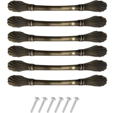 Ahlsen Set mit 6 Vintage-Chic-Schrankgriffen – Elegante Schubladengriffe – Möbelgriffe – Antike Küchenschrankgriffe (96 mm Lochabstand), Grünbronze (1/5)