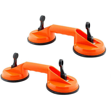 Ahlsen Fliesenhalter mit Saugnapf, 2 Stück, 2 x 100 kg Tragkraft, Doppelsaugnapf für Transportwagen, ergonomische und rutschfeste Griffe, für Fliesen und Glas (1/5)