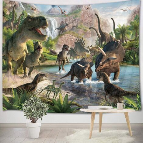 Ahlsen Dinosaurier-Wandteppich, Wandbehang, antikes Tier, Stoff, Wald, Berg, Raubtier, Kinderzimmer, Wohnzimmer, Studentenwohnheim, Wanddekoration, Geburtstagshintergrund, 180x120