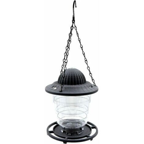 Hängendes Vogelfutterhaus, automatisches Vogelfutterhaus – faltbares Vogelfutterhaus für kleine bis mittelgroße Vögel, 13 x 13 x 17 cm, Grau (1/5)