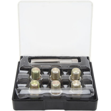 FOREHILL Kit de réparation de filetage de bouchon de vidange d'huile 13 pièces M13 x 1,5 mm Kit d'outils de refiletage de vis de carter d'huile (1/4)