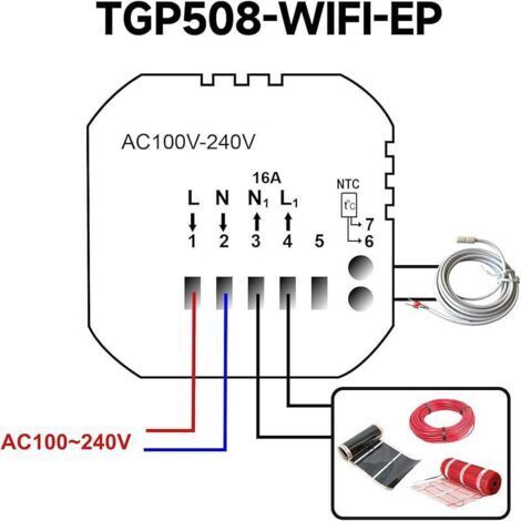 FOREHILL WLAN-programmierbarer Smart-Thermostat 16A für elektrische Fußbodenheizung, kompatibel mit FOREHILL und Google Assistant, für Tuyu und Smart Life Sprachsteuerung